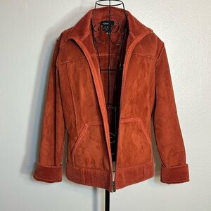 Rust Orange Faux Suede Jacket
